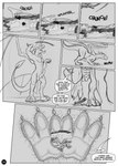 2013 3_toes ahastar ahastar_(artist) anthro blood bodily_fluids bolt_(diablo_the_rex) broken_bone collaboration comic crunching deinonychus diablo_the_rex dinosaur dragon dromaeosaurid duo english_text erection european_mythology extreme_size_difference feet feral footprint genitals greyscale grinding hi_res internal larger_feral low-angle_view male male/male monochrome mythological_creature mythological_scalie mythology open_mouth penis prehistoric_species reptile scalie size_difference smaller_anthro speech_bubble text theropod toes underfoot western_dragon worm's-eye_view yawn