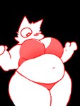 anthro big_breasts bra breasts canid canine canis clothing confusion female fur hi_res hujan labirhin looking_down mammal short_stack solo surprised_expression underwear white_body white_fur wolf