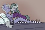 2024 anthro anthrofied bed blush bottomwear clothing duo earth_pony equid equine erynerikard eyes_closed female female/female footwear french_kissing friendship_is_magic furniture green_hair grey_body grey_hair hair hand_holding hand_on_cheek hasbro hi_res horse incest_(lore) kissing legwear limestone_pie_(mlp) making_out mammal marble_pie_(mlp) midriff my_little_pony on_bed pattern_clothing pattern_footwear pattern_legwear pattern_socks pillow pony shirt shorts sibling_(lore) sister_(lore) sisters_(lore) sitting socks striped_clothing striped_footwear striped_socks stripes sweater tongue topwear undershirt