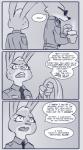 2016 anthro belt canid canine clothed clothing comic dialogue disney duo english_text eyewear fan_character female fox hi_res july_hopps_(mistermead) lagomorph leporid male mammal monochrome nick_wilde pillarbox police police_uniform rabbit red_fox rockbottomfeeder simple_background sunglasses text true_fox uniform zootopia