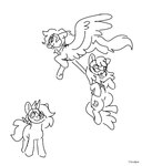 2022 ambiguous_gender black_and_white carrying_another cloudpie cloudy_fluff_(cloudpie) conditional_dnp cutie_mark earth_pony equid equine eyelashes eyewear fan_character feathered_wings feathers feral flamewar_(cloudpie) flying glasses group harness hasbro hooves horn horse krystal_desire_(cloudpie) mammal mane midair monochrome my_little_pony mythological_creature mythological_equine mythology pegasus pony simple_background sketch smile standing tail trio unguligrade unicorn wearing_glasses white_background wings