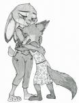 absurd_res anthro bodily_fluids canid canine clothing crying disney drawing dress duo female fox fur hi_res judy_hopps lagomorph leporid long_ears mammal rabbit shadow-gate tears ziegelzeig zootopia