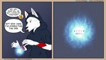 2021 anthro arkdoggo arkdoggo_(character) berger_blanc_suisse blue_eyes canid canine canis clothing dialogue domestic_dog duo english_text fox fur grey_background herding_dog hi_res jake_(arkdoggo) male mammal orange_body orange_fur orb pastoral_dog pupils red_body red_fur robe simple_background slit_pupils speech_bubble tan_body tan_fur text white_body white_fur