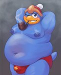 Rating: e
ID: 5449821
Date: 2025-03-22 18:25:28 -0400
Status: active
Score: 36
anthro areola avian beak belly biped bird blue_body blue_feathers bulge clothing detailed_bulge feathers grin hat headgear headwear hi_res king_dedede kirby_(series) male male_anthro moobs navel nintendo nipples obese obese_anthro obese_male one_eye_closed overweight overweight_anthro overweight_male penguin pipe smile smoking solo st637 thong underwear wink post #5449821
