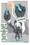 anthro cave comic crimellgrim dialogue domestic_cat english_text felid feline felis female genitals hi_res mammal shiku_(character) solo tentacles text