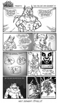 anthro canid canine comic dialogue english_text greeting greyscale hi_res horn humor kedamono_(the_pride_of_life) male mammal monochrome police rhandi_fisher tail text the_pride_of_life