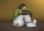 absurd_res anthro bear big_butt big_dom_small_sub bodily_fluids butt butt_crush clothed clothing crush dominant duo facesitting footwear hi_res holding_butt huge_butt lesicko lying male male/male mammal on_back sitting_on_another size_difference slightly_chubby slightly_chubby_anthro slightly_chubby_male socks sweat sweaty_bottomwear sweaty_butt sweaty_clothing sweaty_pants thick_thighs