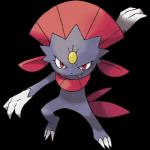 1:1 alpha_channel anthro claws fangs featureless_crotch female generation_4_pokemon hi_res ken_sugimori looking_at_viewer nintendo official_art pokemon pokemon_(species) red_eyes semi-anthro simple_background solo teeth weavile