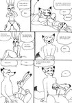 2023 4_fingers anthro anthro_on_anthro barefoot bed bernielover bernielover's_college_au blush bottomwear breasts butt canid canine claws clothed clothing clothing_pull comic dialogue disney duo english_text feet female finger_claws fingers fox fur furniture hand_in_pants hi_res humanoid_hands judy_hopps lagomorph leporid lying male male/female mammal monochrome nick_wilde on_back panties panty_pull rabbit red_fox scut_tail shirt short_tail sitting smile speech_bubble tail tank_top teeth text tongue topless topless_anthro topless_male topwear true_fox underwear underwear_pull undressing zootopia