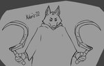 2022 anthro biped black_and_white canid canine canis cheek_tuft claws cloak clothed clothing death_(puss_in_boots) digital_drawing_(artwork) digital_media_(artwork) dreamworks dual_wielding facial_tuft fluffy fur head_tuft holding_object holding_weapon inner_ear_fluff koloni looking_at_viewer male mammal melee_weapon monochrome polearm portrait puss_in_boots_(franchise) robe sickle signature simple_background sketch solo standing three-quarter_portrait tuft watermark weapon widescreen wolf wraps wrist_wraps