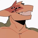 000atanerriaper000 animated anthro black_eyes eye_mouth gemini_the_sergal looking_at_viewer male multi_eye multi_mouth muscular muscular_anthro muscular_male sergal smile smiling_at_viewer solo teeth teeth_showing tongue tongue_out transformation