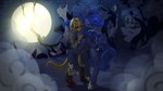 2016 absurd_res anthro bite blonde_hair blue_body blue_fur blue_hair boots brown_body brown_fur clothing digital_drawing_(artwork) digital_media_(artwork) duo equid equine eyes_closed fan_character female feral footwear friendship_is_magic full_moon fur hair hasbro herpestid hi_res horn horseshoe hug kindred_(world_of_darkness) kuma8696 male male/female mammal meerkat moon my_little_pony mythological_creature mythological_equine mythology princess_luna_(mlp) shoes solo tail terranus vampire vampire_the_masquerade white_wolf_publishing winged_unicorn wings world_of_darkness_(series)