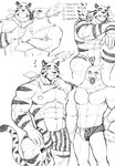 abs absurd_res anthro avian beak biped bird bulge clothed clothing duo felid froot_loops frosted_flakes gesture hand_gesture hi_res kellogg's male mammal mascot monochrome muscular muscular_anthro muscular_male open_mouth pantherine pecs question_mark smile solo taetae thumbs_up tiger tony_the_tiger topless topless_anthro topless_male toucan toucan_sam