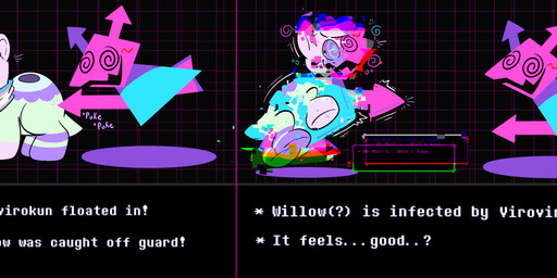 Rating: q
ID: 5678884
Date: 2025-06-30 22:51:42 -0400
Status: pending
Score: 19
abstract_background absurd_res blush blush_stickers chromatic_aberration clone clone_transformation computer_virus_(species) deltarune digital_creature dizzydreadful duo emanata english_text feral gameplay_mechanics generation_3_pokemon geometric_background glitch grid_background hi_res hypnosis jagged_mouth lgbt_pride lineless long_image mind_control motion_lines multicolored_neckwear multicolored_scarf multiple_scenes neckwear nintendo nonbinary_(lore) numel onomatopoeia pattern_background pokemon pokemon_(species) pride_color_neckwear pride_color_scarf pride_colors ringed_eyes scarf sequence simple_background sound_effects species_transformation speech_bubble spiral spiral_eyes surprise surprised_expression swirl_emanata text text_box trans_(lore) transformation transformation_sequence transgender_pride_colors twinning undertale_(series) virovirokun wide_image willow_(willowpoke) post #5678884
