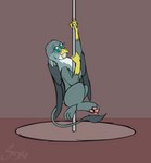 animated avian dancing female feral friendship_is_magic gabby_(mlp) grin gryphon hasbro my_little_pony mythological_avian mythological_creature mythology pole pole_dancing short_playtime smile solo sombird spinning stripper_pole wings