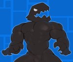 2024 5_fingers abs abstract_background absurd_res biceps black_body black_claws blue_background bulge claws deltoids empty_eyes featureless_chest finger_claws fingers for_a_head front_view geometry_dash hi_res humanoid kogito male male_humanoid monster monster_(geometry_dash) muscular muscular_humanoid muscular_male navel not_furry nude nude_humanoid nude_male object_head obliques open_mouth pecs robtopgames sharp_teeth simple_background solo standing teeth white_eyes