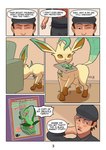 absurd_res ambiguous_gender brown_hair clothed clothing comic dialogue eeveelution ekayas female female_(lore) feral furniture generation_3_pokemon generation_4_pokemon grovyle hair hi_res human imminent_rape imminent_sex inside leafeon male mammal nintendo pokemon pokemon_(species) team_rocket