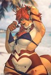 Rating: q
ID: 5464680
Date: 2025-03-29 19:31:24 -0400
Status: active
Score: 85
2024 5_fingers antennae_(anatomy) anthro areola areola_slip arthropod artist_name barely_visible_nipples beach bee bikini black_nose black_sclera blurred_background breasts brown_body chest_tuft claws clothing colored countershading crotch_tuft depth_of_field detailed_background digital_drawing_(artwork) digital_media_(artwork) fangs fedoguck felid female finger_claws fingers floppy_ears front-tie_bikini fur hair hand_behind_head heart_(marking) hi_res hybrid hymenopteran inner_ear_fluff insect legs_together looking_at_viewer mammal markings multicolored_body multicolored_fur navel navel_piercing nipples orange_body pantherine piercing portrait pose red_hair solo swimwear tail tan_body teeth text thick_thighs three-quarter_portrait three-quarter_view tuft two-piece_swimsuit wide_hips post #5464680