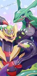 absurd_res ambiguous_gender blush entangled generation_3_pokemon generation_4_pokemon generation_6_pokemon generation_7_pokemon giratina group heart_background hi_res legendary_pokemon nintendo origin_forme_giratina petting pokemon pokemon_(species) ranabysson rayquaza simple_background trio zygarde zygarde_50_forme zygarde_core