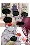 2:3 bastriw boxing_gloves canid canine canis clothing comic dialogue english_text green_eyes handwear hi_res male mammal nico_(bastriw) shirt tank_top text topwear training url wolf