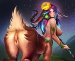 anus badcompzero big_breasts blue_eyes breasts brown_hair butt butt_focus deer deer_taur female fluffy fluffy_tail genitals hair hi_res humanoid_taur league_of_legends lillia_(lol) looking_at_viewer looking_back mammal mammal_taur nipples presenting presenting_hindquarters presenting_pussy purple_hair pussy quadruped riot_games solo tail tail_anus taur tencent