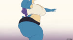 16:9 animated big_breasts big_butt blue_body bottomwear bouncing_breasts breasts butt butt_focus cleavage clothed clothing female generation_1_pokemon gloria_(greasymojo) greasymojo hi_res huge_butt lapras nintendo no_sound pokemon pokemon_(species) pose rear_view short_playtime shorts solo thick_thighs webm widescreen