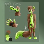 1:1 anthro canid canine canis digital_media_(artwork) food fox fruit hi_res kiwifruit male mammal model_sheet plant procyonid raccoon solo voidryes wolf