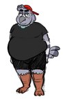 2018 3_toes anthro avian barefoot beak beastofeuthanasia belly big_belly bird black_bottomwear black_clothing black_shirt black_shorts black_t-shirt black_topwear bottomwear chubby_cheeks clothed clothed_anthro clothed_male clothing colored_sketch columbid dated digital_media_(artwork) double_chin feather_hair feathers feet front_view furrowed_brow grey_beak grey_body grey_feathers grey_hair grey_tail hair half-closed_eyes hands_behind_back male male_anthro mouth_closed multicolored_body multicolored_feathers narrowed_eyes neck_tuft obese obese_anthro obese_male overweight overweight_anthro overweight_male pigeon pseudo_hair red_baseball_cap ross_(beastofeuthanasia) shirt shorts signature simple_background sketch solo standing t-shirt tail tail_feathers talons thick_thighs toes topwear tuft white_background