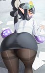 2024 animal_humanoid big_butt blush butt callie_(splatoon) cephalopod cephalopod_humanoid clothed clothing female hi_res humanoid inkling jtveemo legwear looking_at_viewer looking_back looking_back_at_viewer marine marine_humanoid mollusk mollusk_humanoid nintendo open_mouth pseudo_hair solo splatoon translucent translucent_clothing underwear