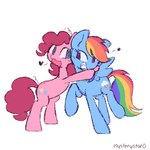 1:1 artist_name blue_body duo equid equine female female/female friendship_is_magic hasbro heart_symbol hi_res horse hug mammal my_little_pony mythological_creature mythological_equine mythology pegasus pink_body pinkie_pie_(mlp) pony rainbow_dash_(mlp) simple_background starrymysteryy white_background wings