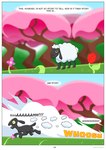 absurd_res bovid caprine comic dust_cloud english_text flower forest grass hi_res mammal narration petals plant rose_(flower) sheep text travis_the_dragon travis_the_dragon_dimension_ride_(comic_series) tree whooshing