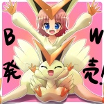 1:1 alternate_species blue_eyes butt_wings clothing cosplay costume duo fangs female generation_5_pokemon hair human humanized legendary_pokemon mammal nintendo pink_hair pokemon pokemon_(species) pokemon_costume ranphafranboise teeth unusual_wing_placement victini wings