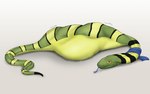 16:10 abdominal_bulge akaikosh blue_tongue feral feral_pred feral_prey fully_inside green_body male orange_eyes reptile scalie scarf shaded simple_background snake solo_focus stripes tongue unseen_prey vore white_background widescreen