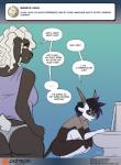 2018 antelope anthro ask_blog black_hair bovid breasts butt caprine clothing comic conditional_dnp dialogue digital_media_(artwork) dipstick_ears domestic_sheep duo ear_markings ellipsis english_text female gabby_(kadath) grazing_antelope hair horn kadath mammal multicolored_ears nipples olivia_(kadath) oryx panties purple_hair sheep speech_bubble text toilet underwear