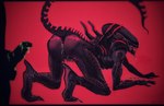 alien alien_(franchise) anus bodily_fluids butt chaomo cum duo eyeless genital_fluids genitals hi_res interspecies male male/male spread_butt spreading xenomorph