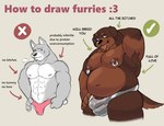 2024 :3 abs anthro armpit_tuft belly black_nose breath briefs briefs_only brown_body brown_countershading brown_fur brown_pubes bulge butt canid canine canis clothed clothing comparing countershade_arms countershade_face countershade_snout countershade_tail countershade_torso countershading detailed_bulge digital_media_(artwork) directional_arrow domestic_dog duo english_text fur grey_background grey_body grey_briefs grey_clothing grey_fur grey_underwear hand_behind_head hand_on_hip hi_res holographic_briefs holographic_clothing holographic_underwear how-to humor leontamashi male mammal multicolored_body multicolored_fur muscular muscular_anthro muscular_arms muscular_male navel nipple_piercing nipple_ring nipples overweight overweight_anthro overweight_male pecs piercing pink_briefs pink_clothing pink_nipples pink_underwear profanity pubes ring_piercing side_butt simple_background snout tail text the_truth tongue tongue_out topless two_tone_body two_tone_fur underwear underwear_only white_body white_countershading white_fur