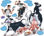 4_penises 6:5 absurd_res animal_genitalia animal_pussy anus areola big_breasts blue_eyes bovid bovid_taur bovine bovine_genitalia bovine_pussy bovine_taur breasts breasts_and_teats cattle cattle_taur clothing cloven_hooves cock_udder dialogue dicknipples genitals herm hi_res hooves human intersex larru-larru looking_back mammal mammal_taur multi_genitalia multi_penis multicolored_body nipples nude penis permanent permanent_transformation pussy solo taur teats torn_clothing transformation transformation_sequence two_tone_body udders unusual_anatomy unusual_genitalia_placement unusual_penis_placement