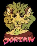 anthro black_background brown_clothing brown_eyes brown_topwear bust_portrait cheek_tuft chest_tuft chin_tuft clothed clothing dorian_(lionfloof) facial_tuft fangs felid front_view fur green_hair hair hi_res lion lionfloof looking_at_viewer male mammal open_mouth pantherine pink_tongue portrait simple_background solo teeth tongue topwear tuft whiskers yellow_body yellow_fur