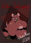 2024 anthro beard belly big_belly brown_body bulge chonkymouse clothing facial_hair hi_res male mammal money moobs murid murine mustache navel nipples overweight overweight_male rat rodent simple_background solo underwear