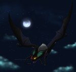 ambiguous_gender black_body cloud feral flying generation_6_pokemon glowing glowing_eyes hi_res membrane_(anatomy) membranous_wings moon night nintendo noivern pokemon pokemon_(species) sapphiresenthiss solo star wings