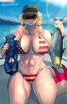 2024 abs absurd_res american_flag american_flag_bikini anthro arthropod artist_name athletic athletic_anthro athletic_female big_breasts big_tail bikini blonde_hair blue_sky breasts cavemanon_studios clothed clothing crustacean curvy_figure day deadassspider decapoda detailed_background digital_drawing_(artwork) digital_media_(artwork) dinosaur eyewear female fingers fish flag_bikini front_view glistening glistening_body glistening_scales hadrosaurid hair hat headgear headwear hi_res i_wani_hug_that_gator lobster long_tail looking_at_viewer magenta_body magenta_scales malacostracan marine mia_moretti multicolored_body multicolored_scales navel ornithischian ornithopod outside parasaurolophus pigtails prehistoric_species reptile scales scalie sea side-tie_bikini skimpy skimpy_bikini sky smile solo spiked_tail spikes spikes_(anatomy) string_bikini sunglasses swimwear tail teeth thick_thighs two-piece_swimsuit two_tone_body two_tone_scales united_states_of_america voluptuous voluptuous_anthro voluptuous_female water watermark white_body white_scales wide_hipped_anthro wide_hipped_female wide_hips