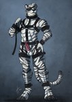 2017 4_toes 5_fingers abs alternate_version_at_source animal_genitalia animal_penis ankle_cuffs anthro arm_strap balls black_claws black_markings black_nose black_pawpads black_stripes bondage_gear chin_tuft claws collar cuff_(restraint) digitigrade dipstick_tail dipstick_toes erection eye_patch eyewear facial_tuft feet felid feline_genitalia feline_penis finger_claws fingers fur genitals green_eyes hand_on_hip harness head_tuft herzog_silverfang hi_res holding_leash holding_object hufnaar leash leg_strap looking_at_viewer male mammal markings muscular muscular_anthro muscular_male pantherine pawpads paws pecs penile_spines penis pink_penis pose presenting restraints retracted_sheath serratus shaded sheath signature simple_background smile solo standing stripes tail tail_markings tiger toe_claws toes tuft whisker_spots white_body white_fur wrist_cuffs