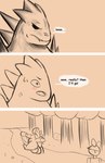 anthro balls big_penis blush comic dialogue duo english_text generation_2_pokemon genitals hi_res human jovi_cap jovi_cap_(oc) leaving male mammal nintendo penis plant pokemon pokemon_(species) text tree tyranitar vein