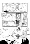 anthro canid canine clothing comic dialogue english_text fur greyscale hi_res kemono male mammal monochrome rolf text translated yakantuzura zinovy