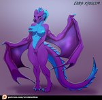 anthro areola blue_areola blue_body blue_claws blue_countershading blue_nipples blue_scales breast_grab breast_play breasts claws countershading digitigrade dracarna dragon dragon_tail errokioslem female fin hand_on_breast hand_on_own_breast hi_res masturbation membrane_(anatomy) membranous_wings multicolored_body multicolored_scales mythological_creature mythological_scalie mythology nipples nude purple_body purple_scales scales scalie solo standing tail text thick_tail transformation two_tone_body two_tone_scales url vaginal vaginal_masturbation wings