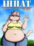 2018 absurd_res accessory anthro belly belt blush bottomwear bow_ribbon breasts clothing cloud comic cover cover_art cover_page deep_navel denim denim_bottomwear denim_clothing domestic_cat english_text felid feline felis female gesture grass hair hair_accessory hair_bow hair_ribbon hi_res if_hell_had_a_taste jeans mammal marci_hetson navel obese obese_anthro obese_female overweight overweight_anthro overweight_female pants plant ribbons sky solo teal_eyes text topwear viroveteruscy waving waving_at_viewer