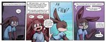 anthro blue_eyes bodily_fluids brown_body brown_fur clothed clothing comic dialogue english_text fur hi_res ill lagomorph leporid male mammal rabbit rob_(shieltar) scut_tail shieltar short_tail sneeze snot solo tail text