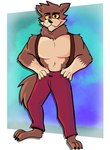 anthro canid canine canis hank_howell_(piti_yindee) helsy hi_res htony male mammal muscular pecs solo wolf wolf_tail