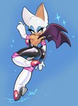 anthro armwear bat blush blush_stickers boots butt clothing elbow_gloves eyelashes female footwear gloves handwear hi_res high_heeled_boots high_heels jamoart knee_boots knee_highs legwear mammal rouge_the_bat sega shoes simple_background solo sonic_the_hedgehog_(series) sparkles wings