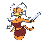 ahsoka_tano alien anthro artist_name blue_eyes blue_lightsaber breasts cartoon_network domestic_cat felid feline felis female garfield_(series) garfield_the_cat jedi lekku_(anatomy) lightsaber mad_(series) mammal melee_weapon solo star_wars star_wars:_the_clone_wars sudoku_(mad) togruta weapon yoshua_russo